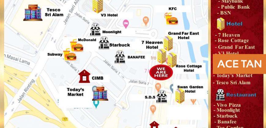 Jalan Suria @ Bandar Seri Alam – 3 Storey Shop Lot – FOR SALE