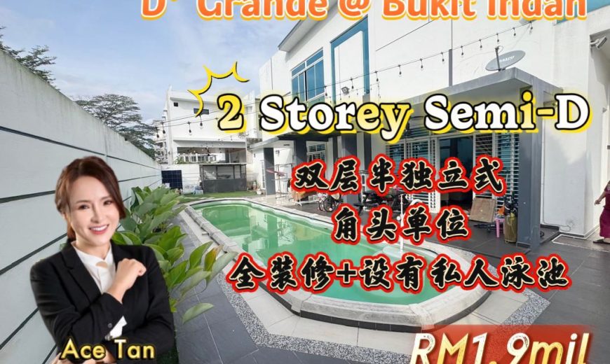 Bukit Indah – 2 Storey Corner Semi Detached House – FOR SALE