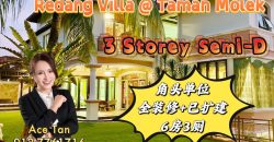 Redang Villa @ Taman Molek – 3 Storey Corner Semi Detached House – FOR SALE
