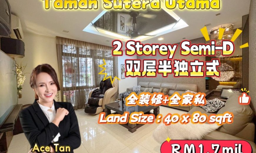 Taman Sutera Utama – 2 Storey Semi Detached House – FOR SALE