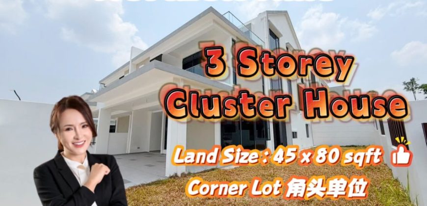 Horizon Hills – 3 Storey Corner Cluster House – FOR SALE